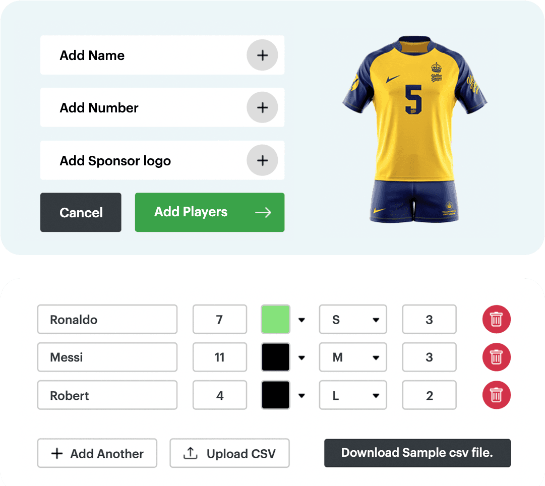 Add name, number and sponser logo to jersey Add name, number and sponser logo to jersey